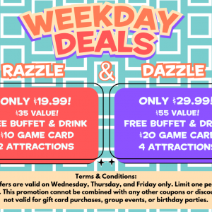 SA Incredible Pizza - Razzle Dazzle Weekday Deals