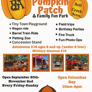 09/20 - 11/02 BellCreek Acres Farm & Pumpkin Patch