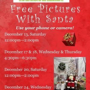 12/13 - 12/24 PicaPica Plaza - Free Photos with Santa