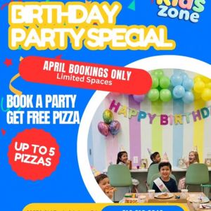 04/01 - 04/30 Kids Zone Boerne - April Birthday Party Special