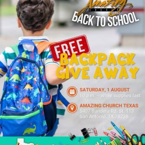 08/01 Amazing Church Texas - Backpack Giveaway and Hair Braiding