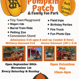 09/26 - 11/01 BellCreek Acres Farm & Pumpkin Patch